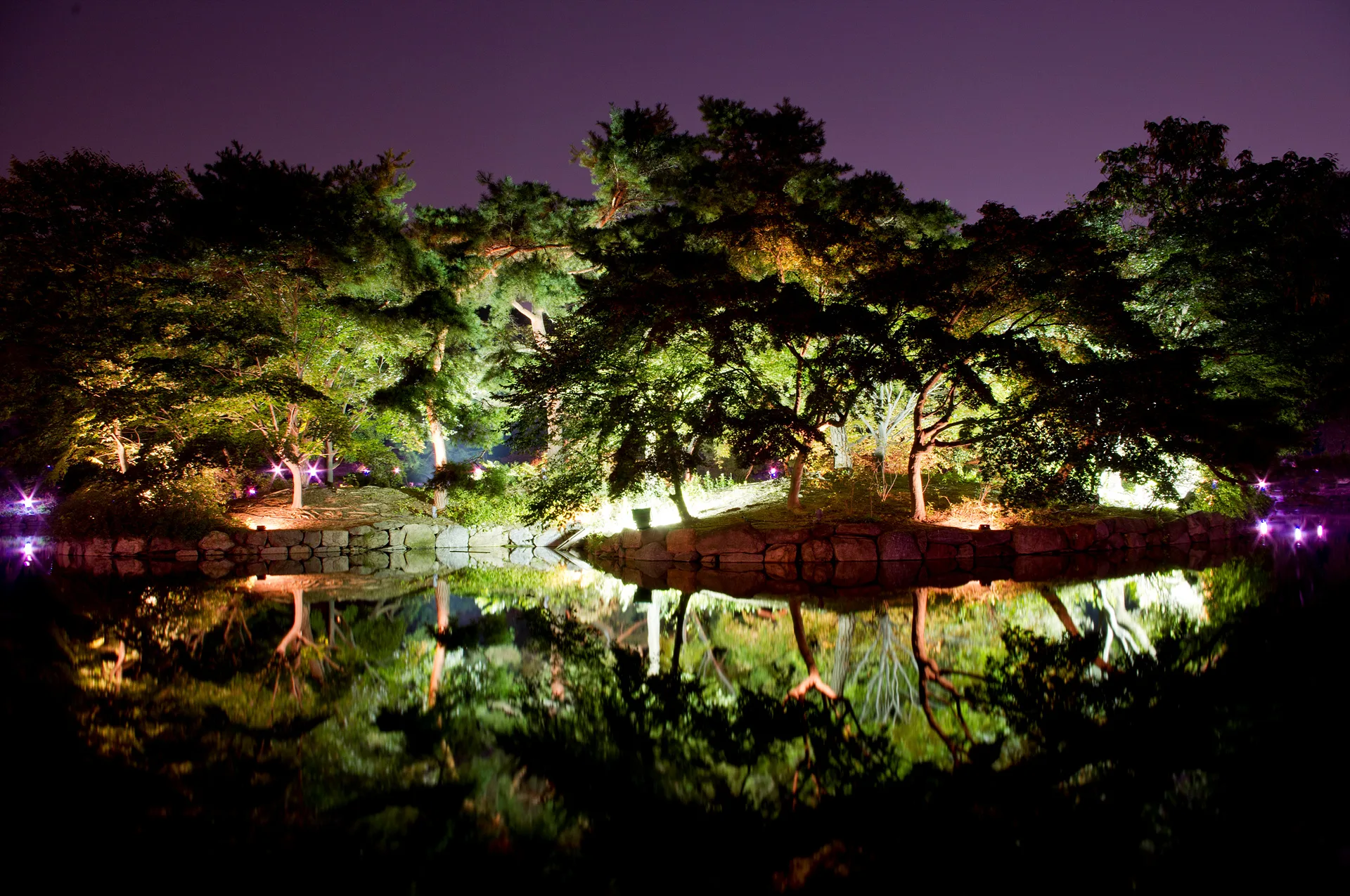 밤을 수놓은 화려한 조명과 숲의 반영 · 2011-10-08