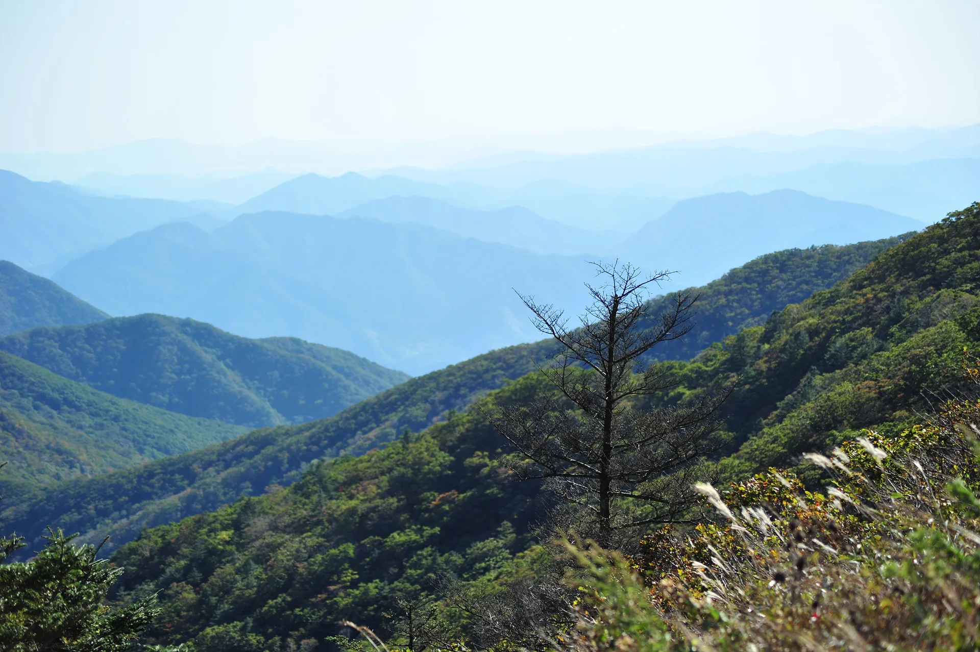 푸른 능선이 겹쳐지는 가을 산의 고요한 풍경 · 2013-10-12